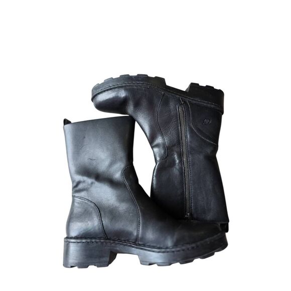 Born Leather Boots Size 7.5 Black Side Zip Heeled Platform Boot - Picture 5 of 7